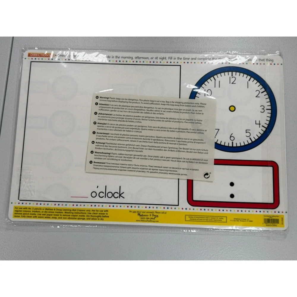 Melissa & Doug Telling Time Learning Mats NEW Sealed Lot of 6 #5011 #5036